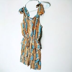 Olivaceous Snake Print Tie Strap Mini Dress
